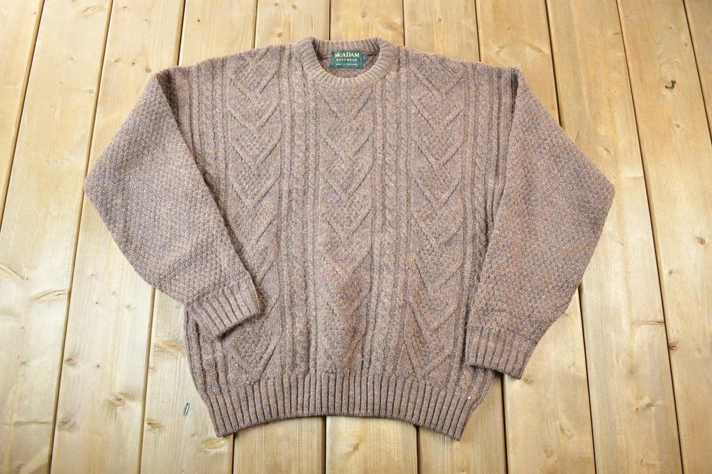 Vintage 1990s Mcadam Knit Wear Abstract Pattern Crewneck Sweater Made In Scotland
