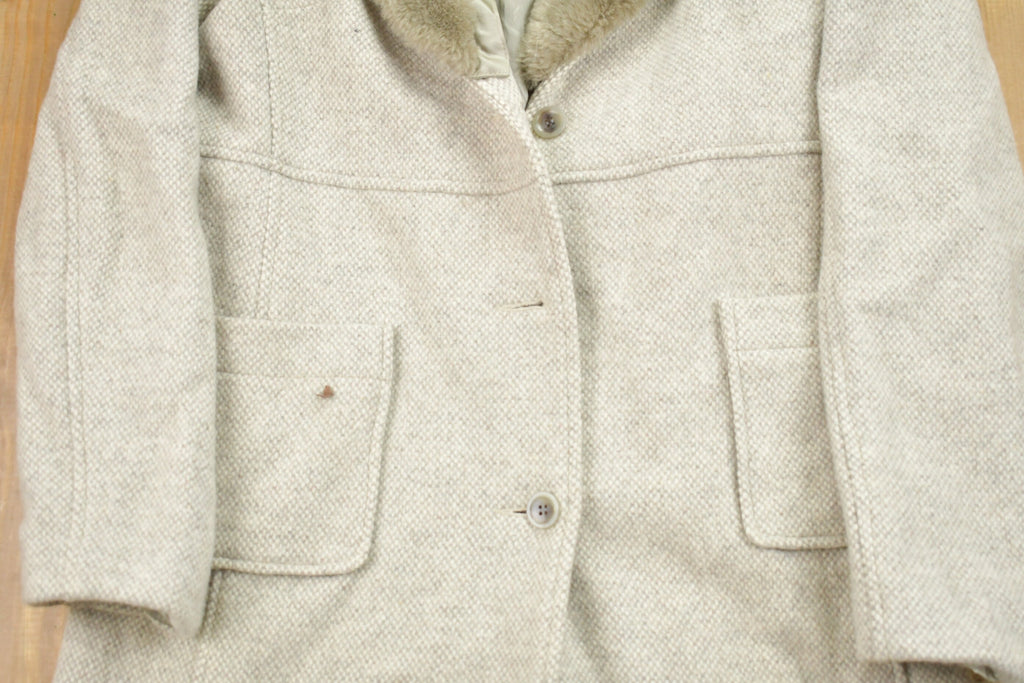 Vintage 1990s Wool Full Length Fur Jacket