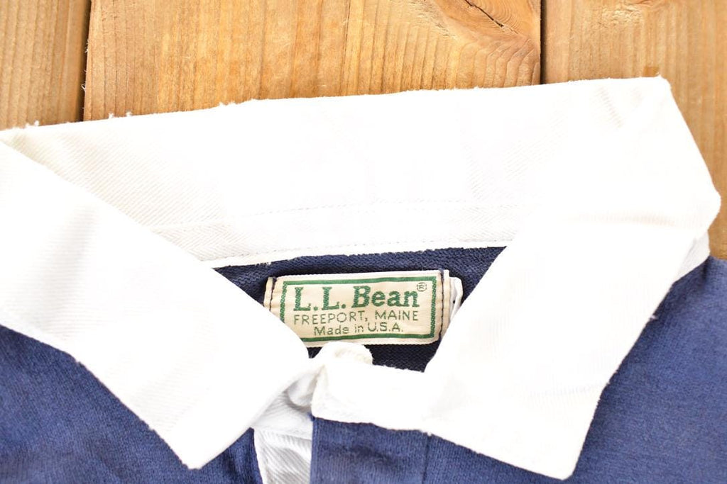 Vintage 1990s LL Bean Rugby Quarter Button Up Shirt Mens L