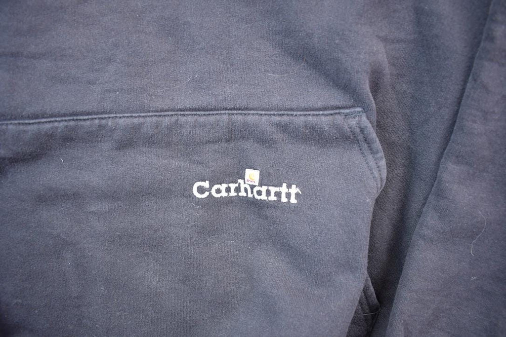 Vintage Distressed Black Blank Carhartt Fleece Lined Hoodie Sweatshirt
