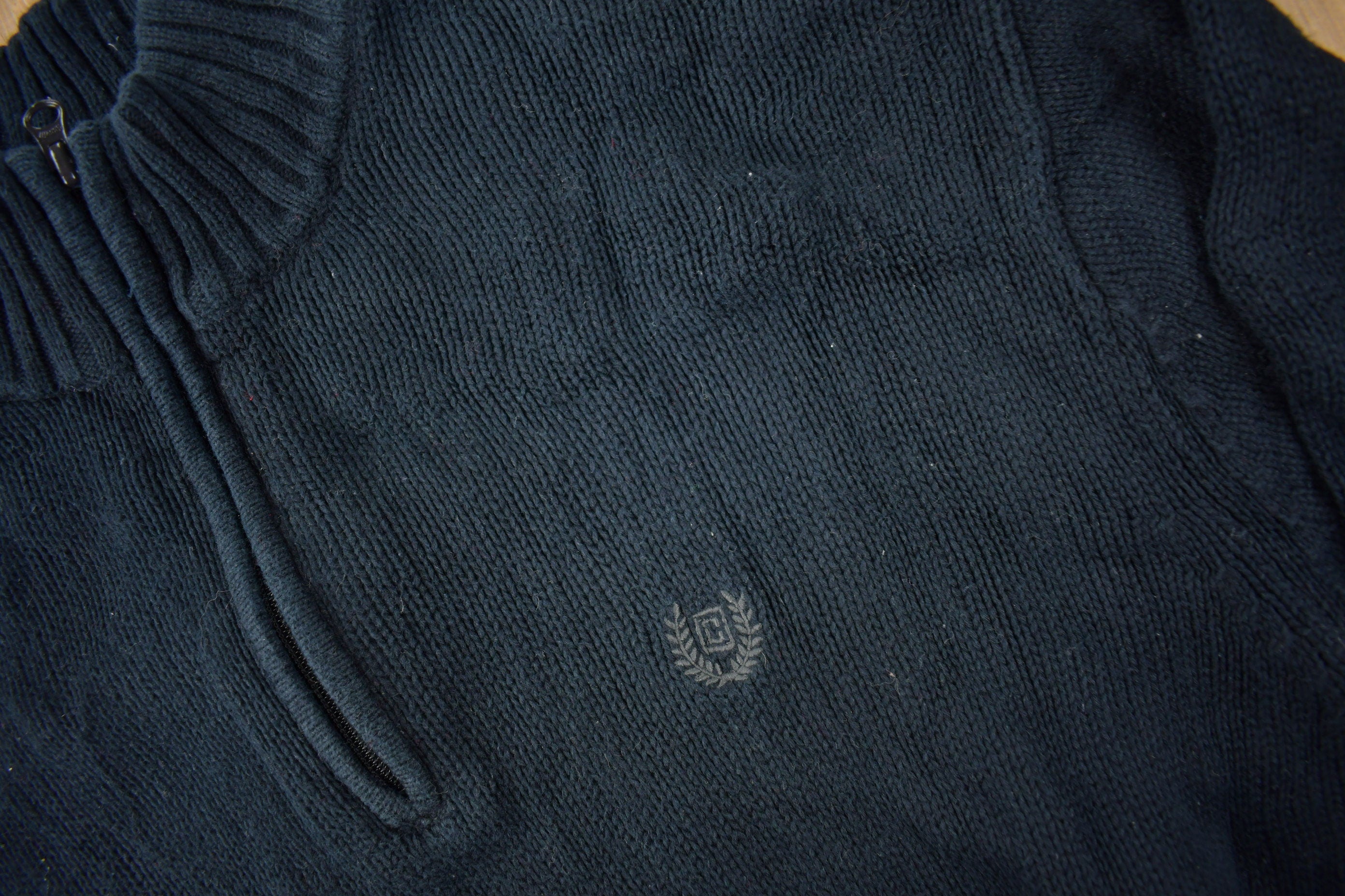 Vintage Y2K Chaps Embroidered Logo Quarter Zip Knit Sweater Size 4XB