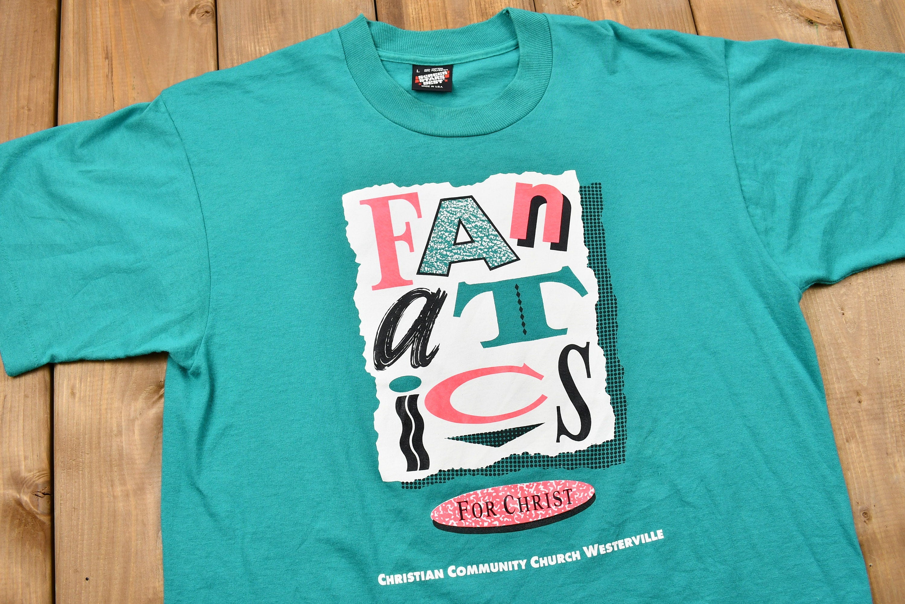 Vintage 1990s Fanatics For Christ Graphic T-Shirt
