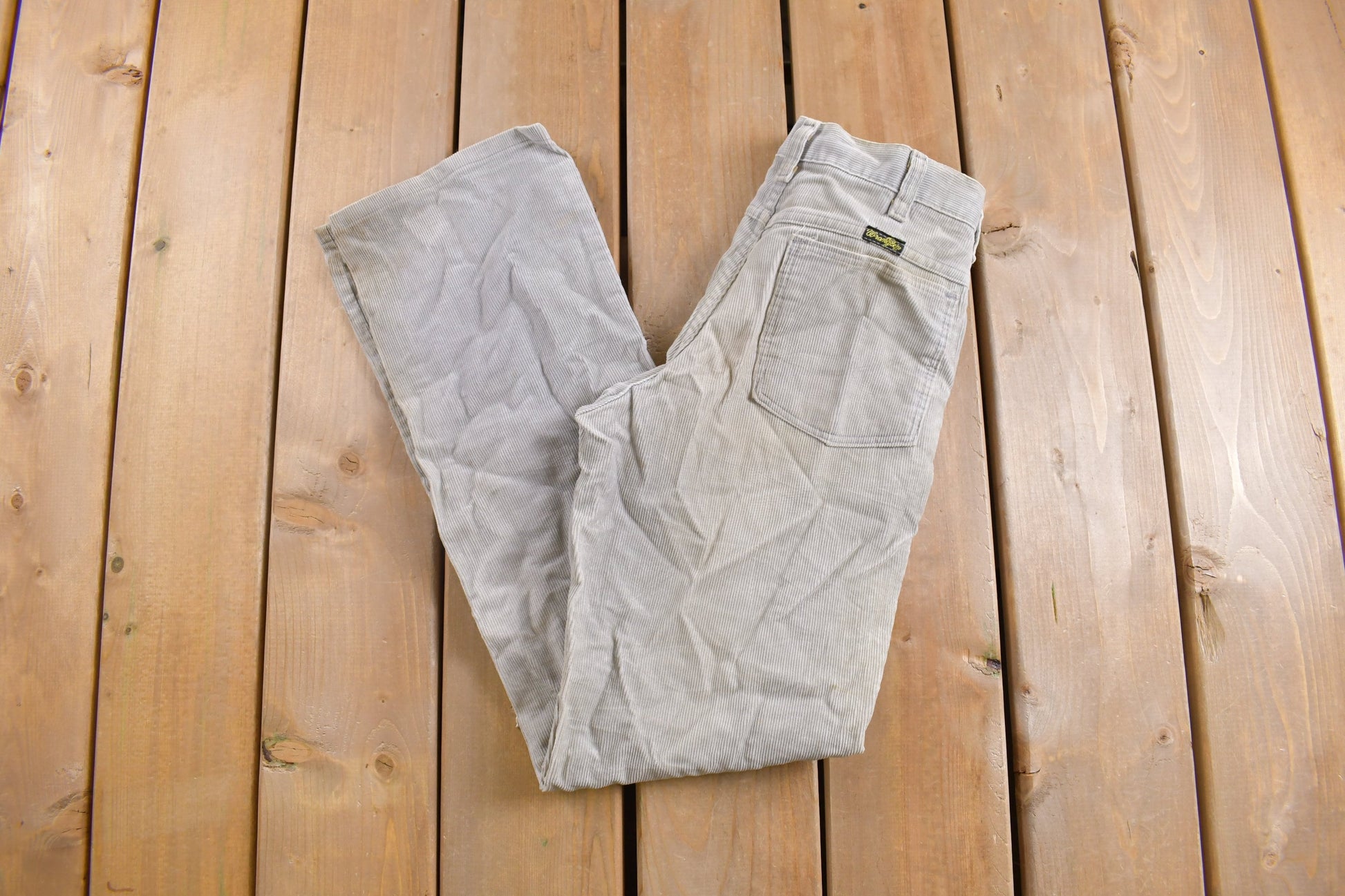 Vintage 1970s Wrangler Grey Corduroy Pants Size 28 x 31