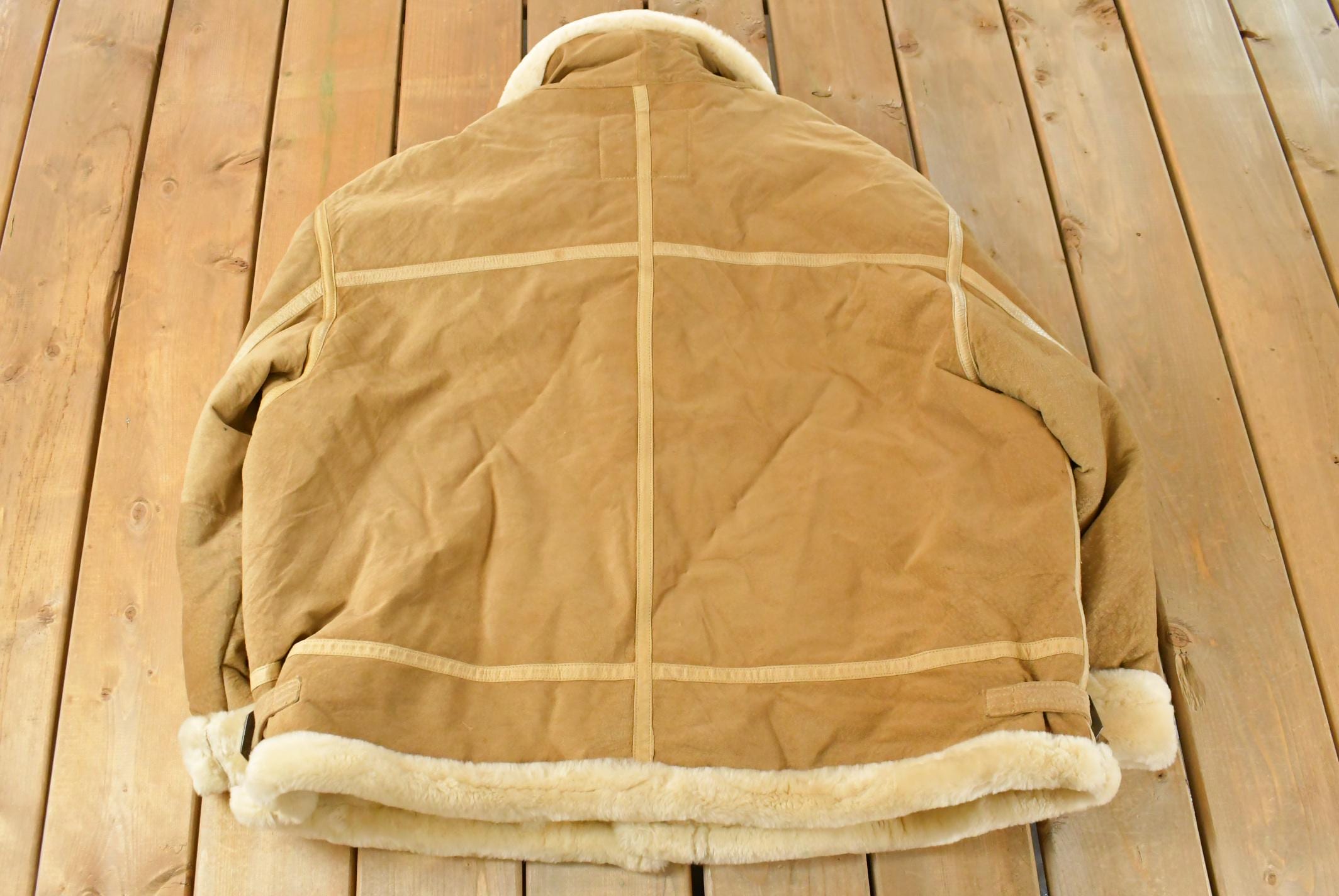 Vintage 1990s Phat Farm Faux Shearling Suede Leather Jacket Men's 4XL