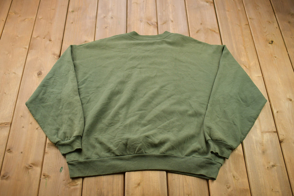 Vintage 1990s Blank Military Green Crewneck Sweatshirt
