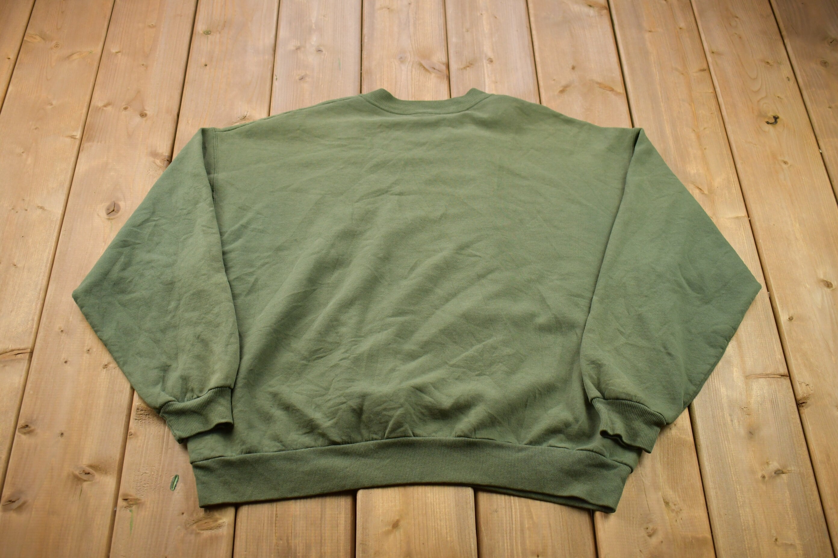 Vintage 1990s Blank Military Green Crewneck Sweatshirt