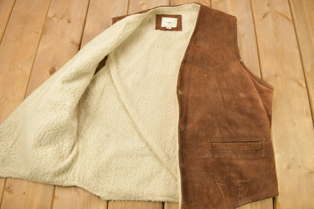Vintage 1980s Texco Sherpa Lined Denim Button Up Vest