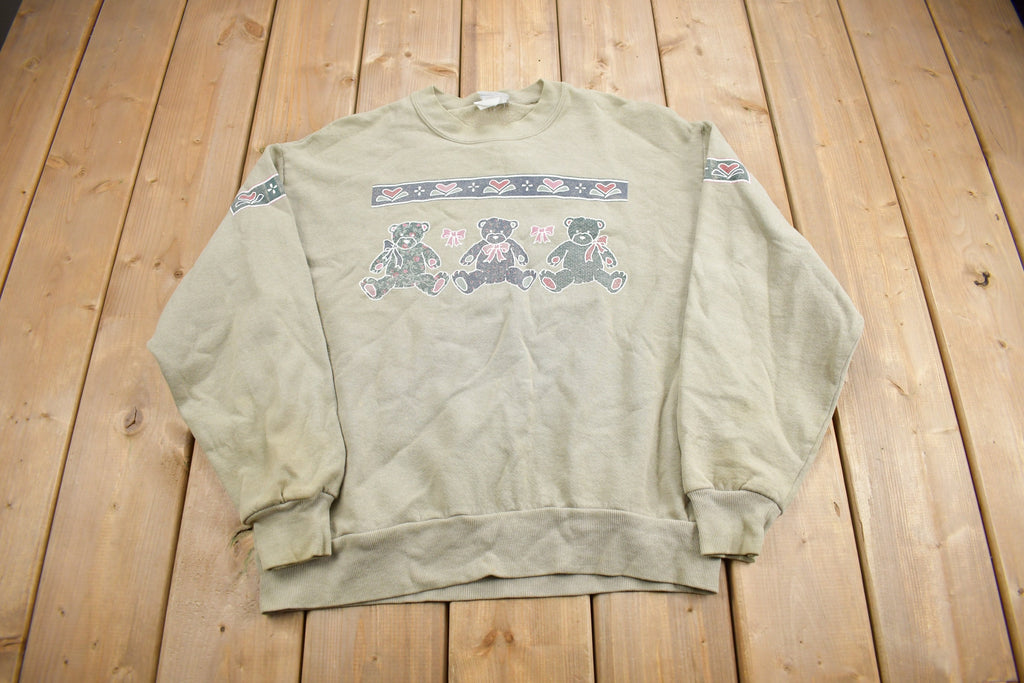 Vintage 1990s Cute Teddy Bear Graphic Crewneck Sweater