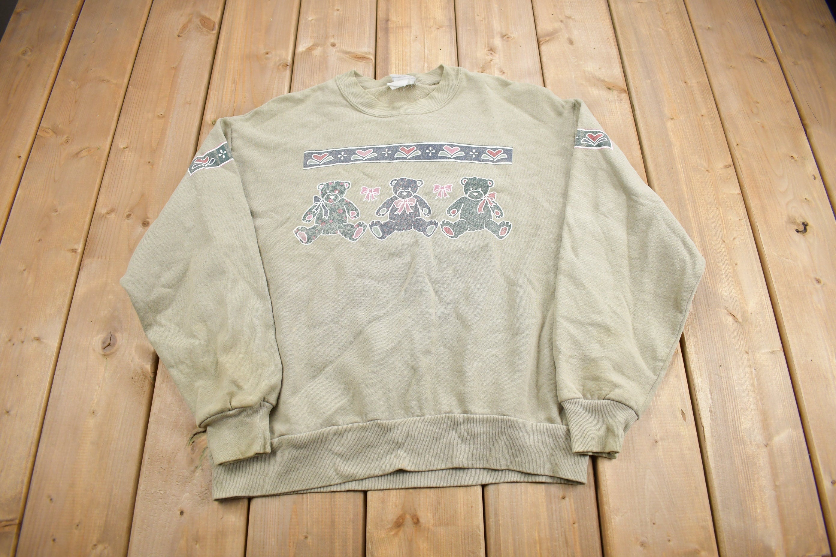 Vintage 1990s Cute Teddy Bear Graphic Crewneck Sweater