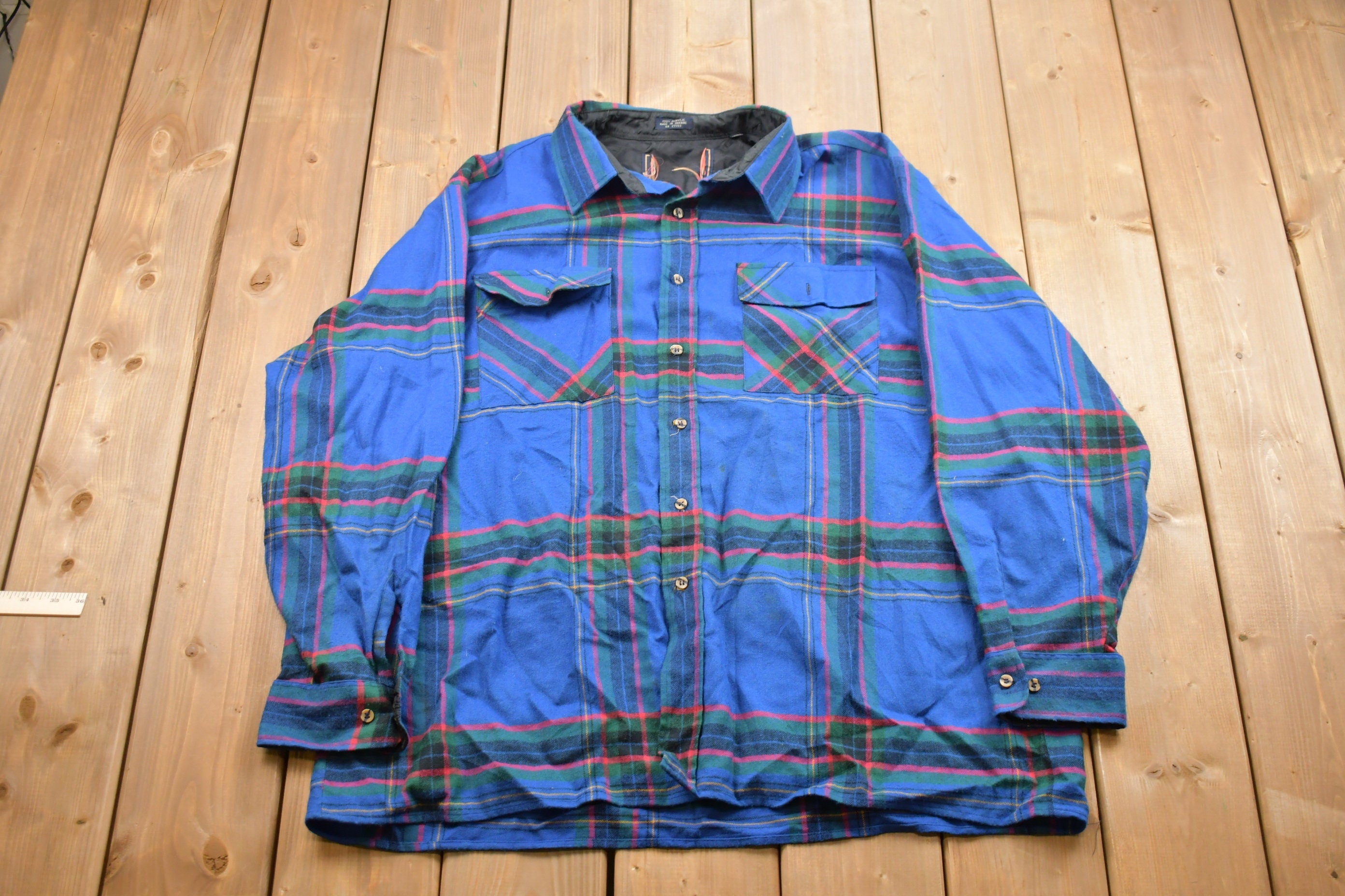 Vintage 1990s Plaid Flannel Button Up Shirt