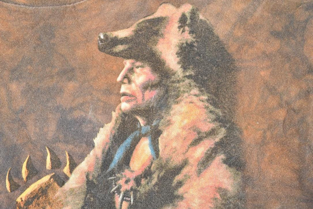 Vintage 1990s Aztec Bear And Wolf Outdoors T-Shirt
