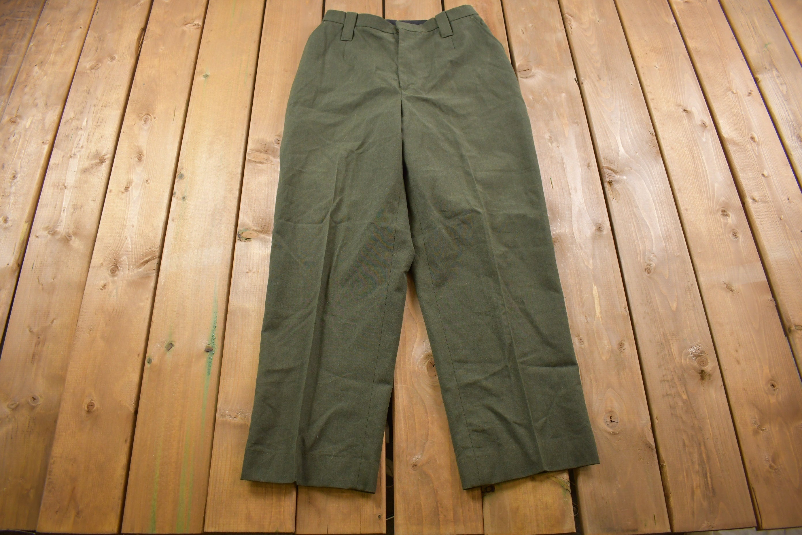 Vintage 1990's Uniform Trousers with Stretch Waist 28-30 x 28 Made in USA  American Vintage  Streetwear Fashion  Vintage Pants