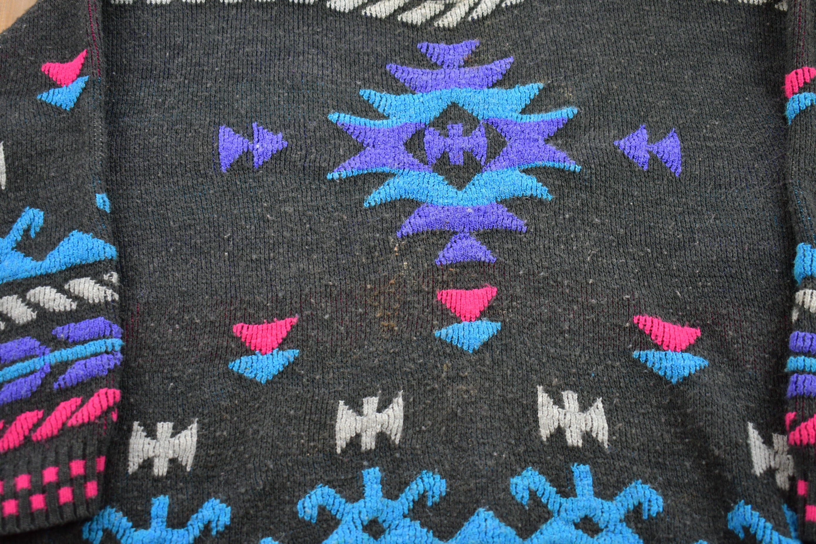Vintage 1990s Bay Point Threads Aztec Knitted Crewneck Sweater