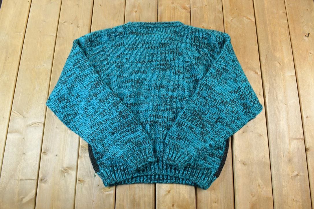 Vintage 1990s Street Scenes Loose Knit Crewneck Sweater