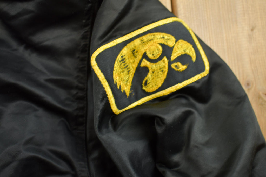 Vintage 1990s Iowa Hawkeyes NCAA Collegiate Satin Bomber Jacket
