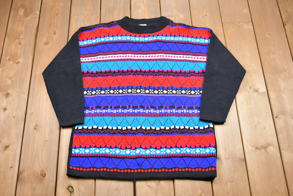 Vintage Knitted Village Fair Striped Sweater