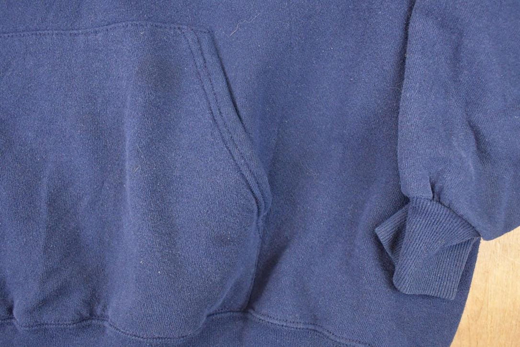 Vintage 1990s Jerzees Blank Navy Hoodie Sweatshirt Men's L