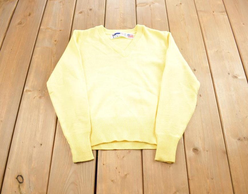 Vintage 1970s School Apparel Knit V-Neck Sweater Made In USA