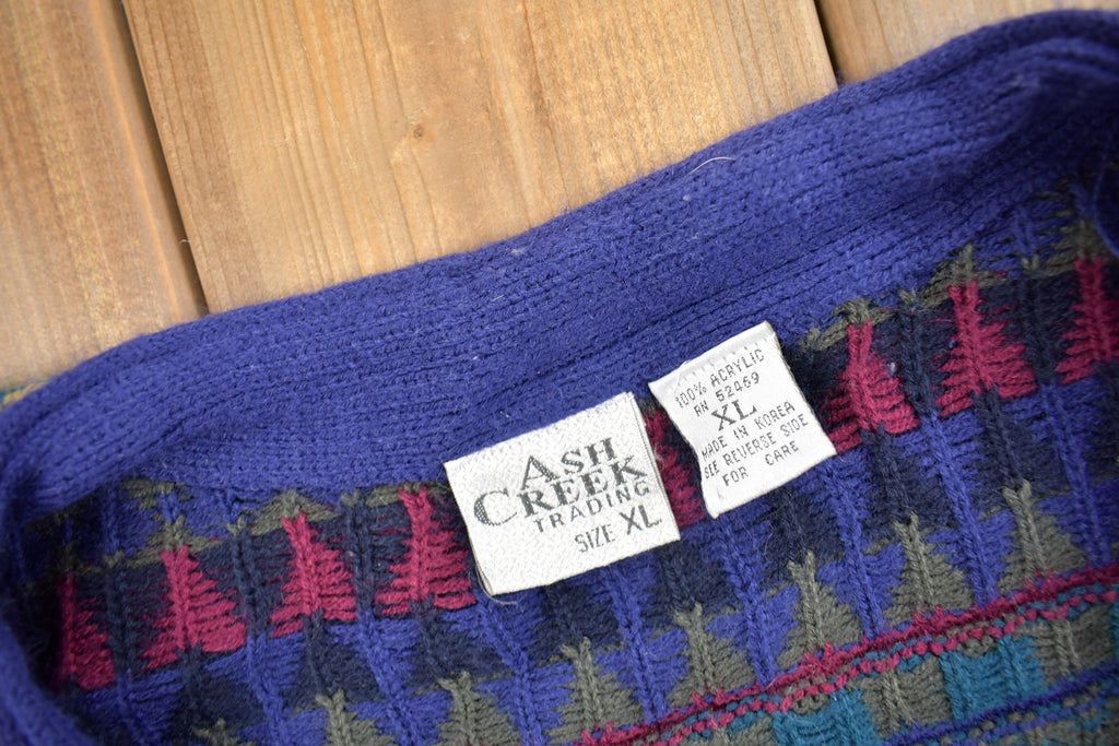 Vintage 1990s Ash Creek Coloured Knit Cardigan Sweater