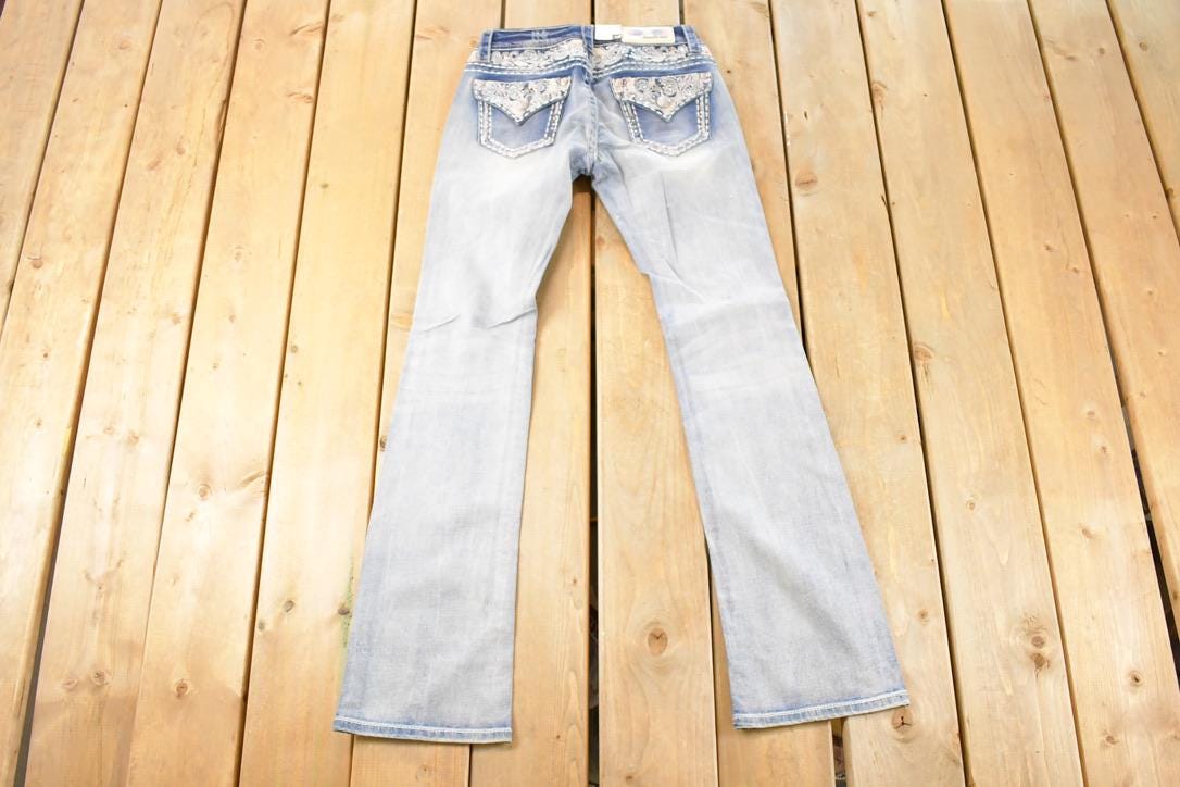 Vintage Deadstock Y2K Grace In LA Bedazzled Low Rise Jeans Women's Size 27 x 32