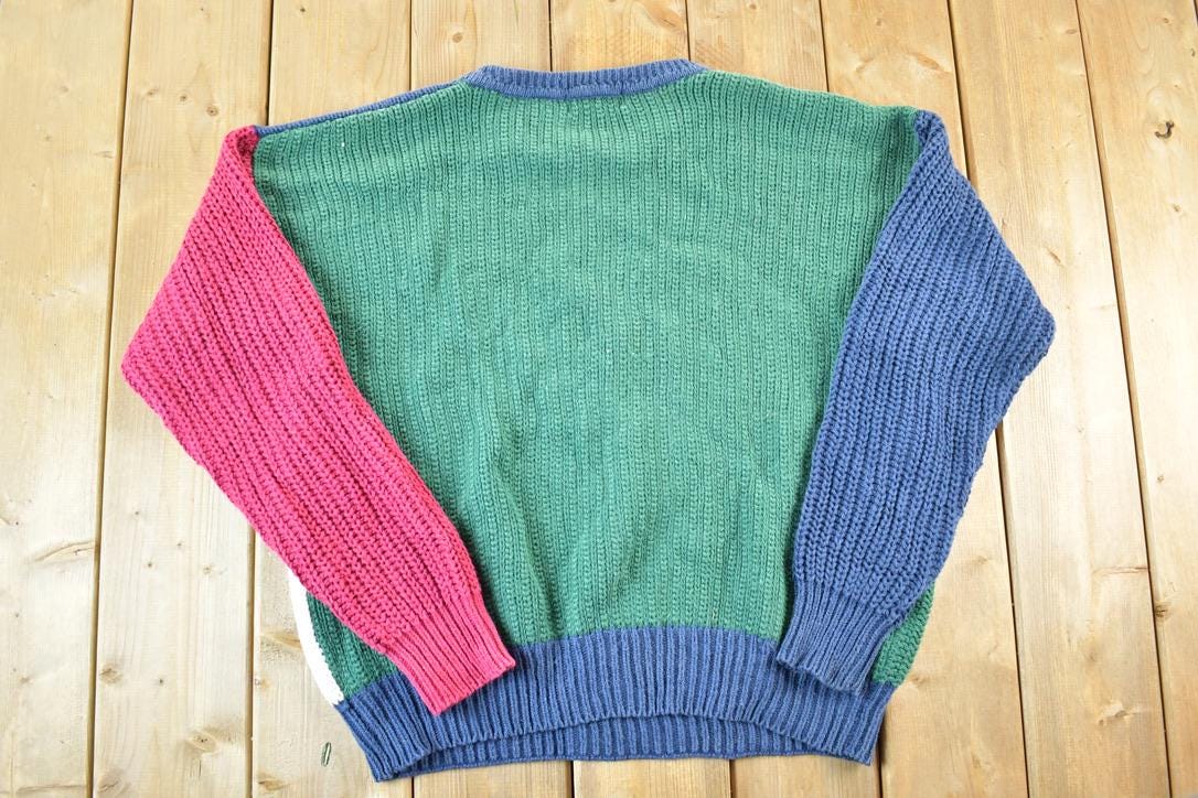 Vintage 1990s St Johns Bay Knit Abstract Pattern Crewneck Sweater Mens XL