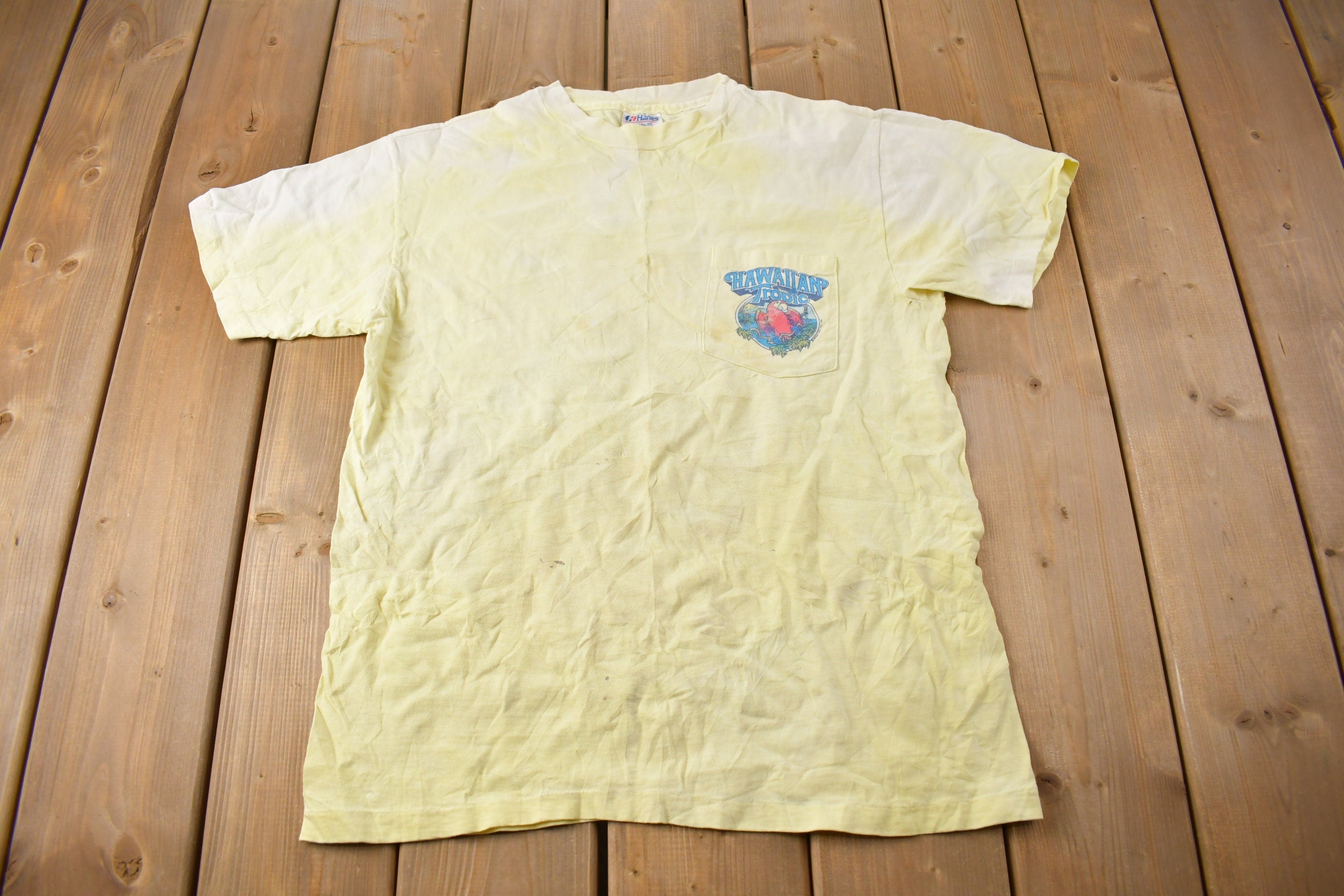 Vintage 1982 Hawaiian Tropic Graphic Pocket T Shirt