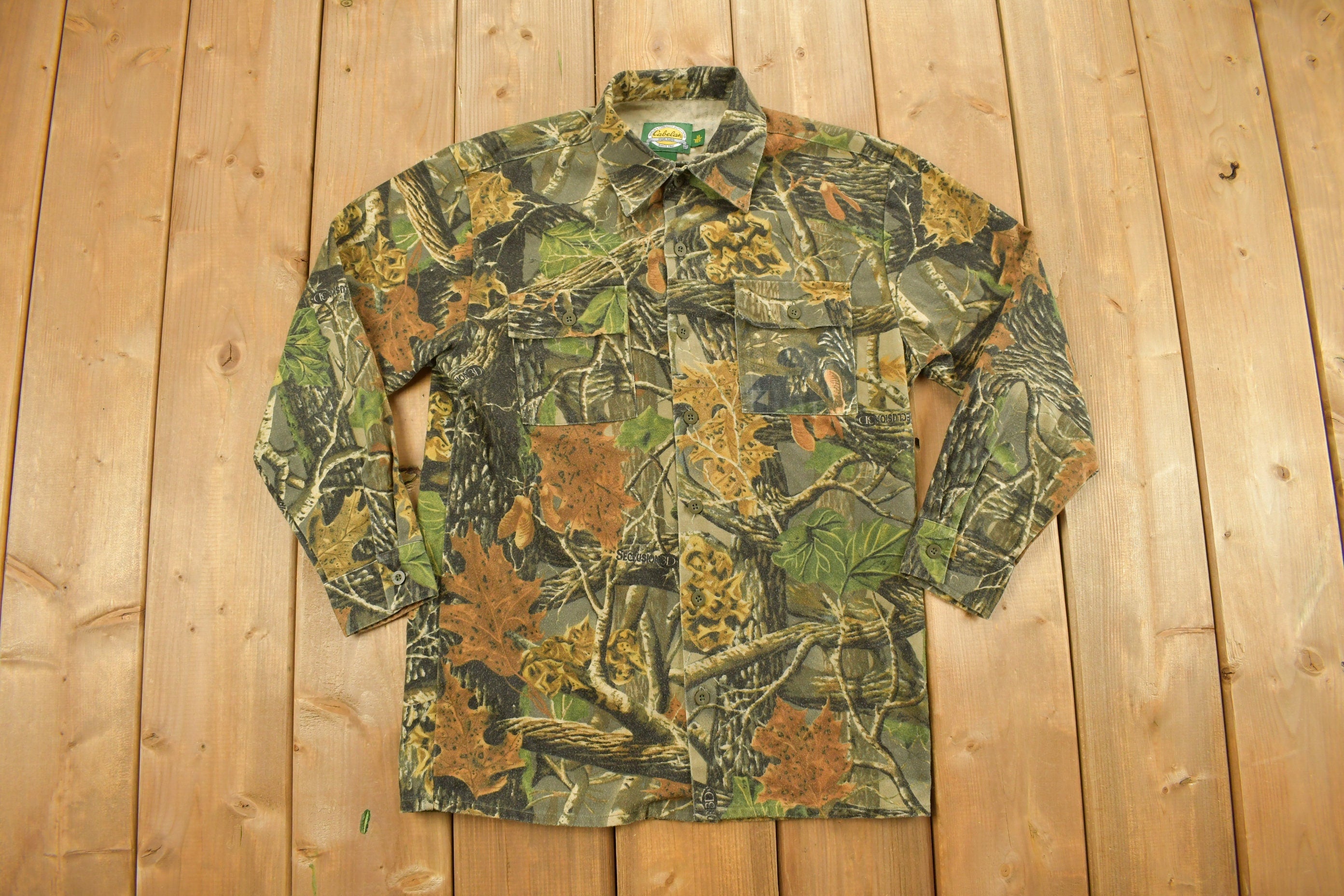 Vintage 1990s Cabela's For Kids Tree Camouflage Button Up Shirt