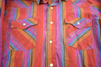 Vintage 1980s Saddle King Striped Pearl Snap Button Up Shirt Made In USA