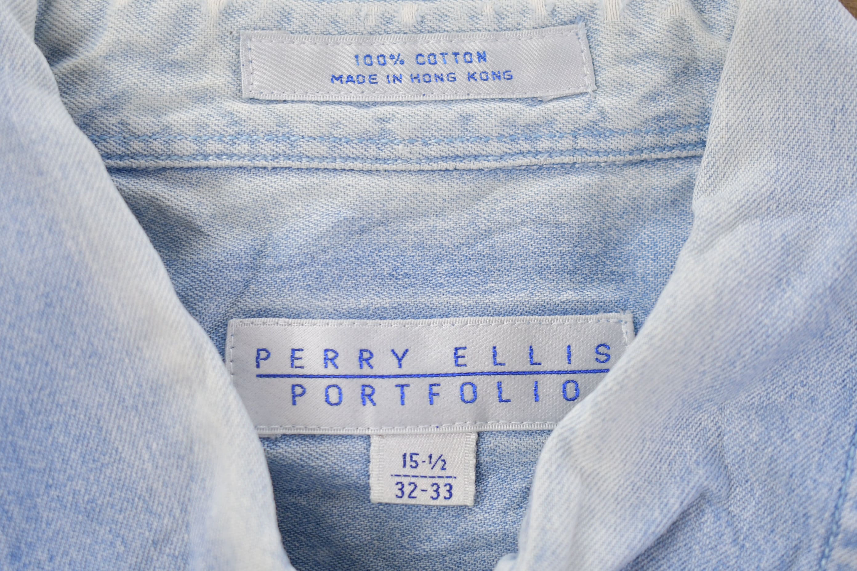 Vintage 1990s Perry Ellis Portfolio Denim Button Up Shirt