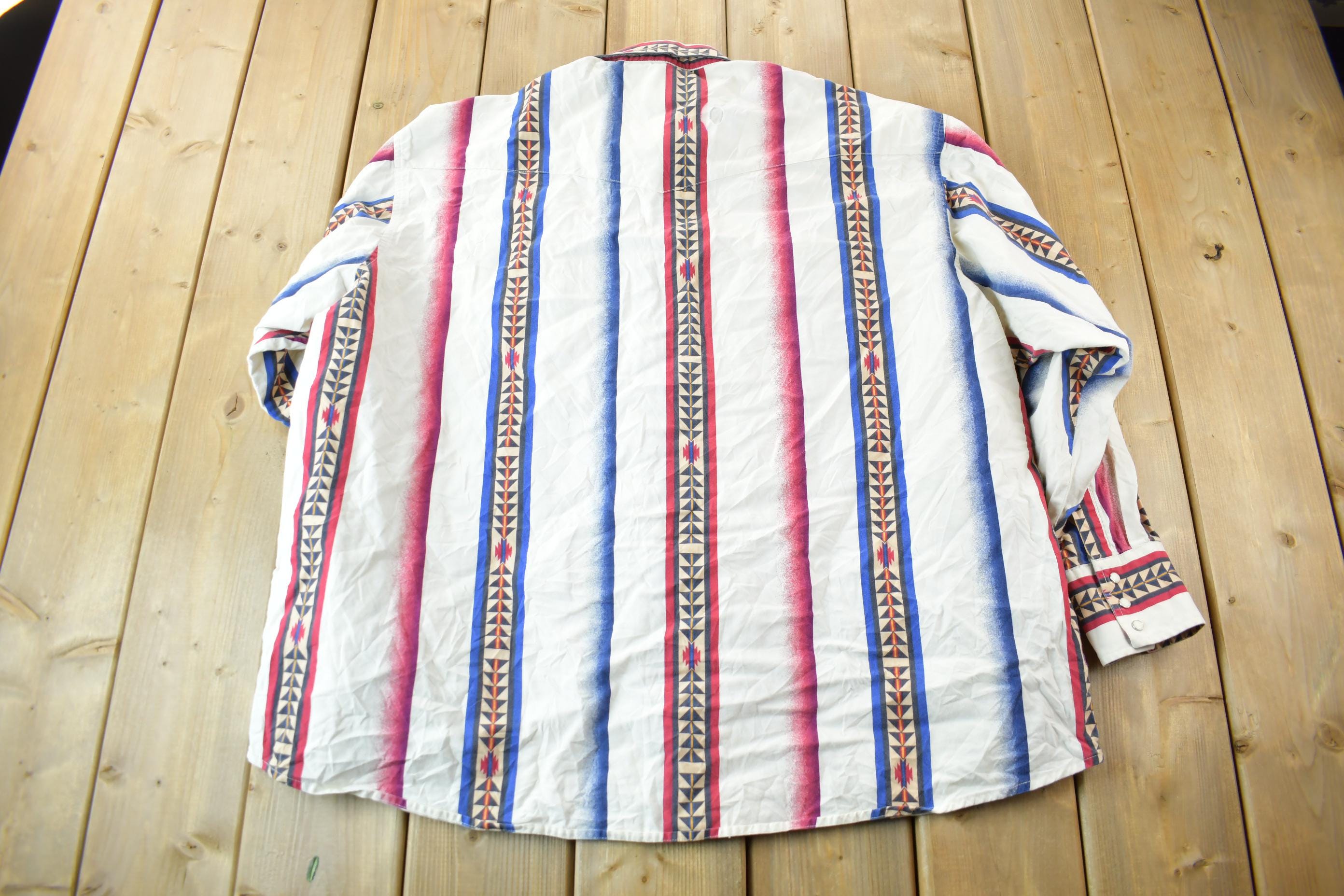 Vintage 1990s South Western All Over Print Wrangler Western Shirts Button Up Shirt