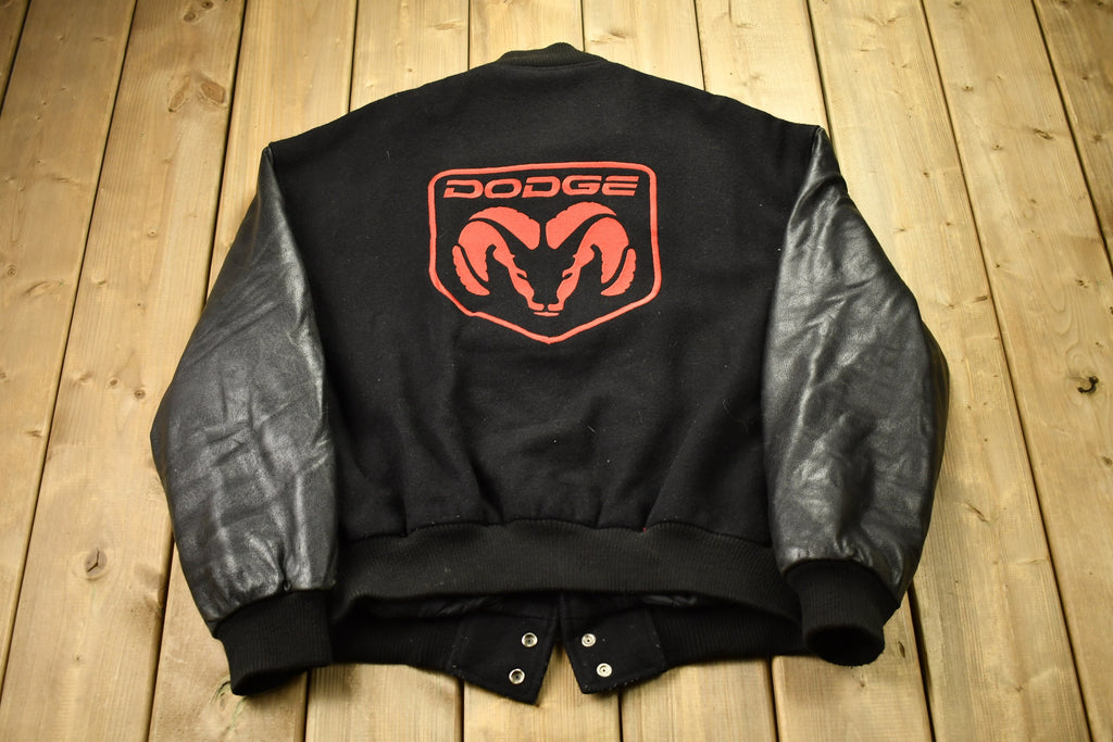 Vintage 1990s Dodge Leather Varsity Jacket