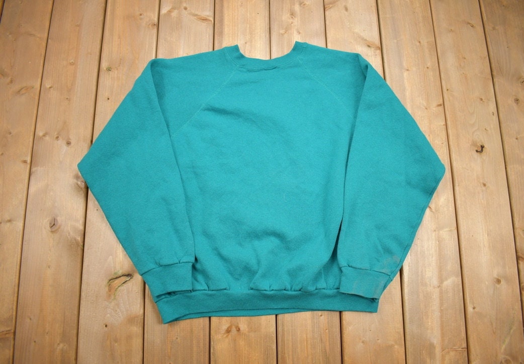 Vintage 1990s Blank Teal Crewneck Sweatshirt