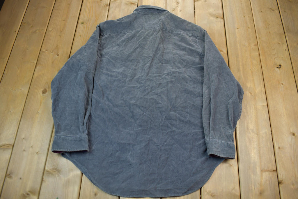 Vintage 1990s Woolrich Dark Blue Plaid Button Up Flannel Shirt