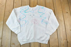 Vintage 1990s Cute Neon Kitty Crewneck Sweater