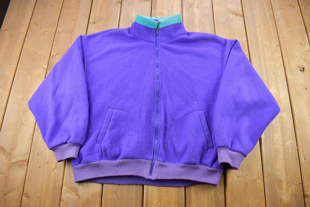 Vintage 1990s Cabin Creek Blank Purple Fleece Zip Up Sweater