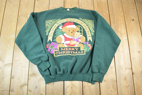 Vintage 1990s Christmas Teddy Bear Souvenir Crewneck Sweatshirt Made In USA / 90s Crewneck / Souvenir Sweater / Streetwear / Travel