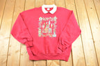 Vintage 1990s Morning Sun Cardinal Birdhouse Souvenir Collared Sweatshirt Womens XL / 90s Crewneck / Travel Vacation Sweater
