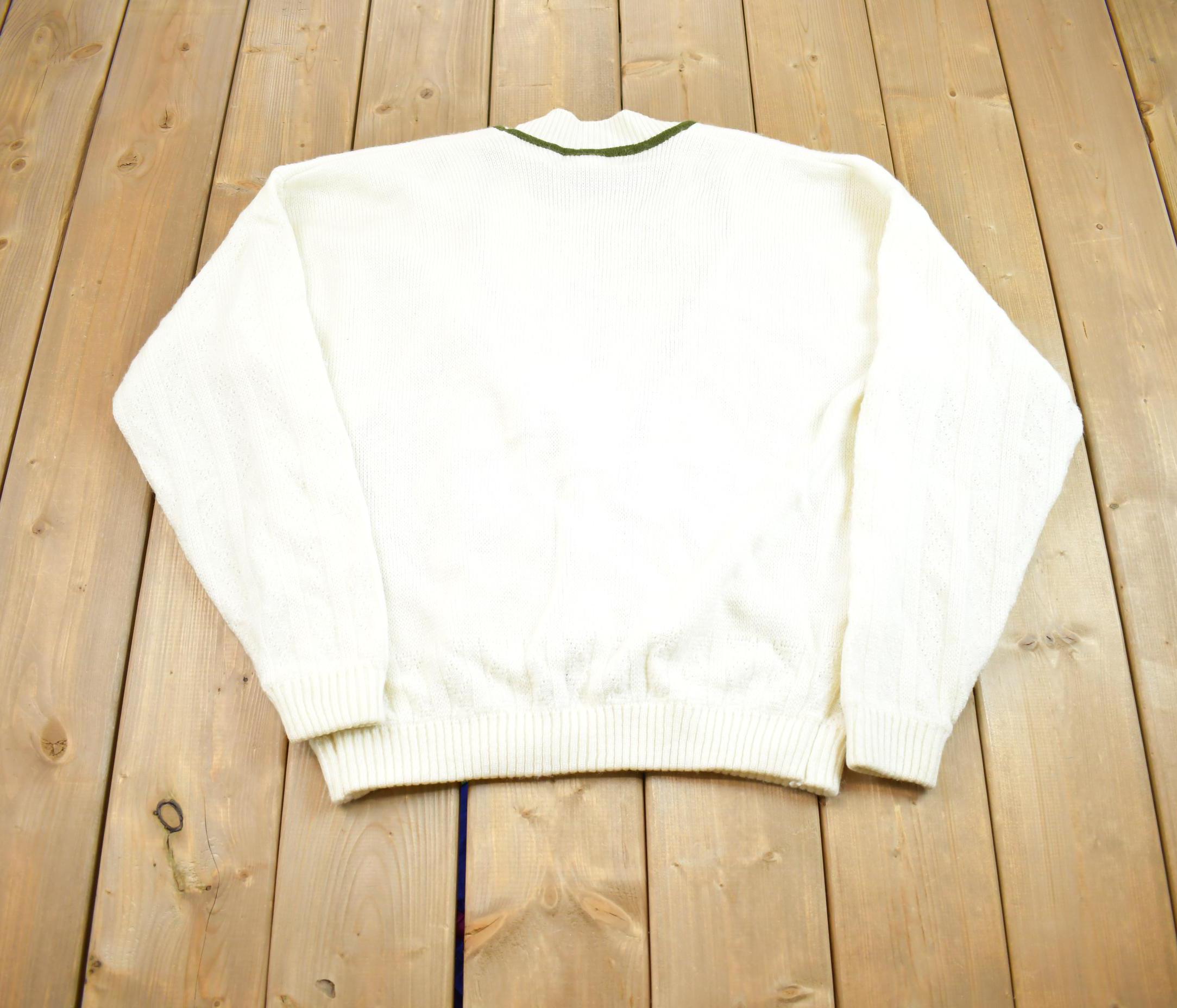 Vintage 1980s JED Embroidered Abstract Pattern Knit Cardigan Sweater