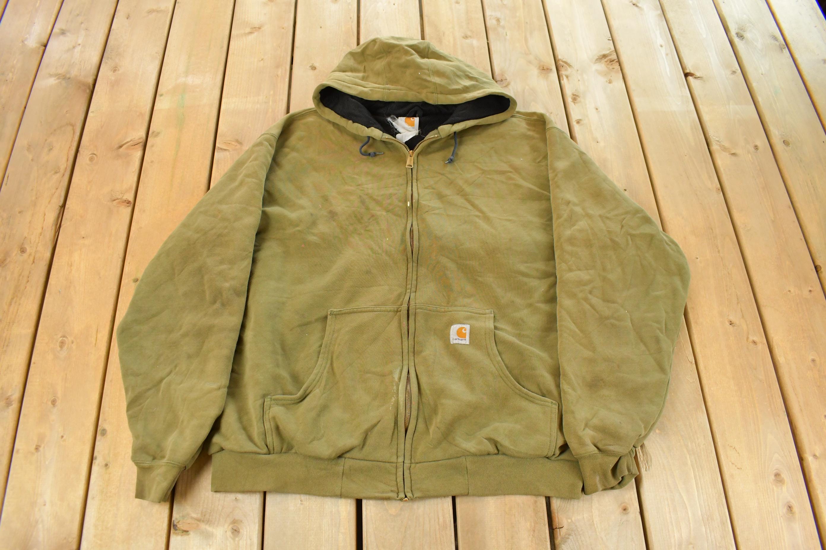 Vintage 1990s Carhartt Lined Full Zip Hoodie Sweatshirt Men's 2XL