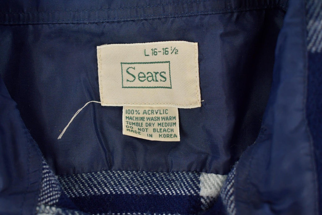 Vintage 1980s Sears Plaid Button Up Flannel Shirt