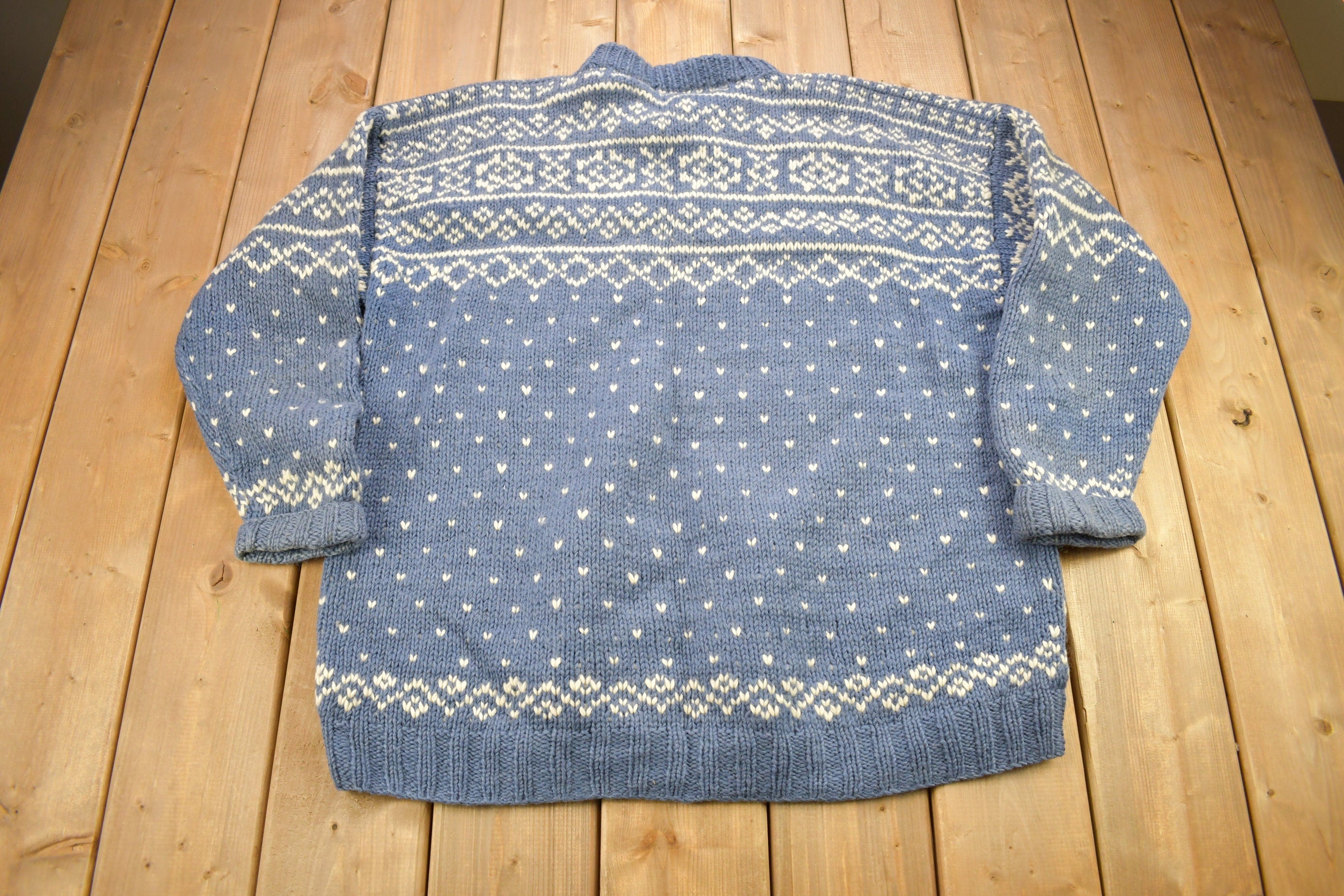Vintage 1990s 100% Wool Henley Knit Sweater