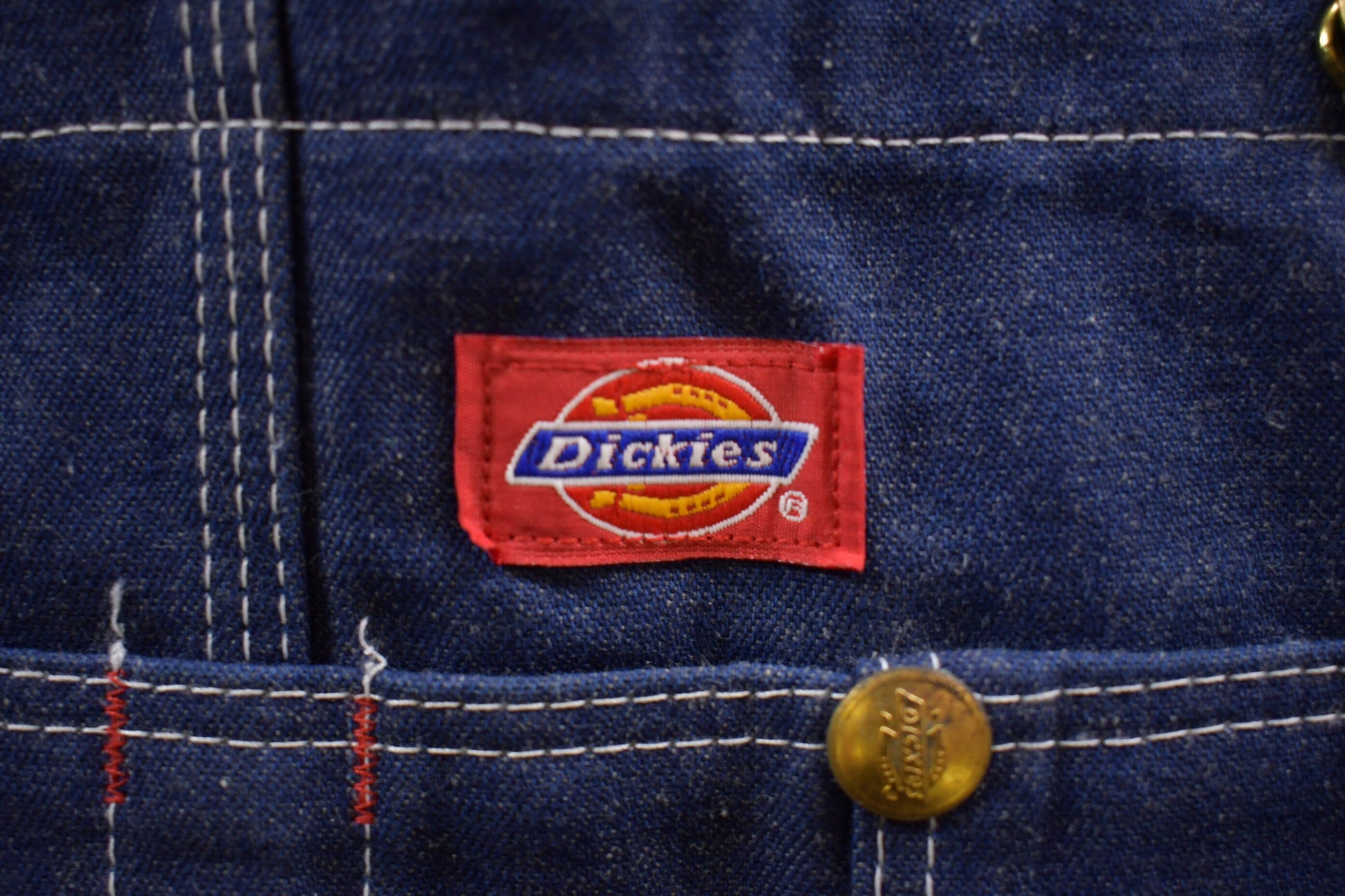 Vintage 1990s Dickies Denim Jean Overalls Size 34 Small / Vintage Overalls / Streetwear / Vintage Workwear / True Vintage