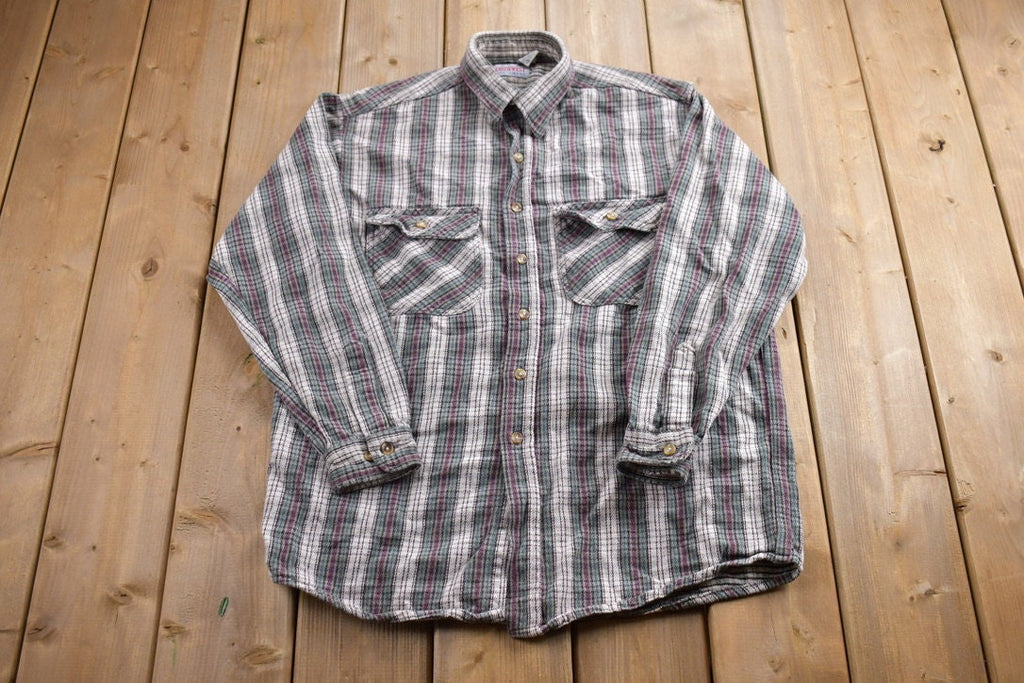 Vintage 1990s Plaid Flannel Button Up Shirt