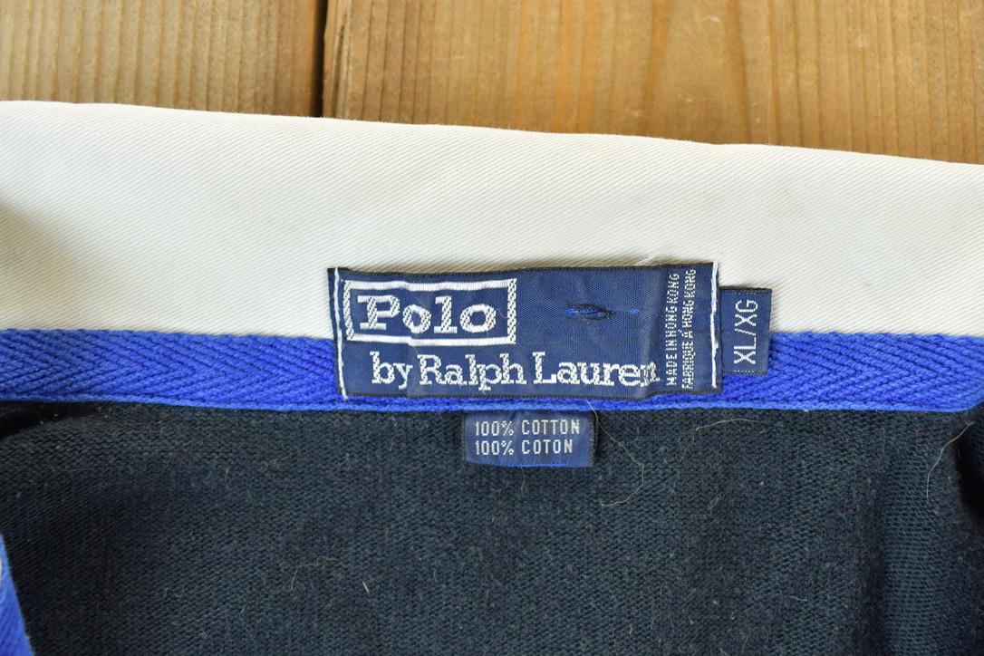 Vintage 1990s Polo Ralph Lauren Quarter Button Up Long Sleeve Rugby Style Shirt