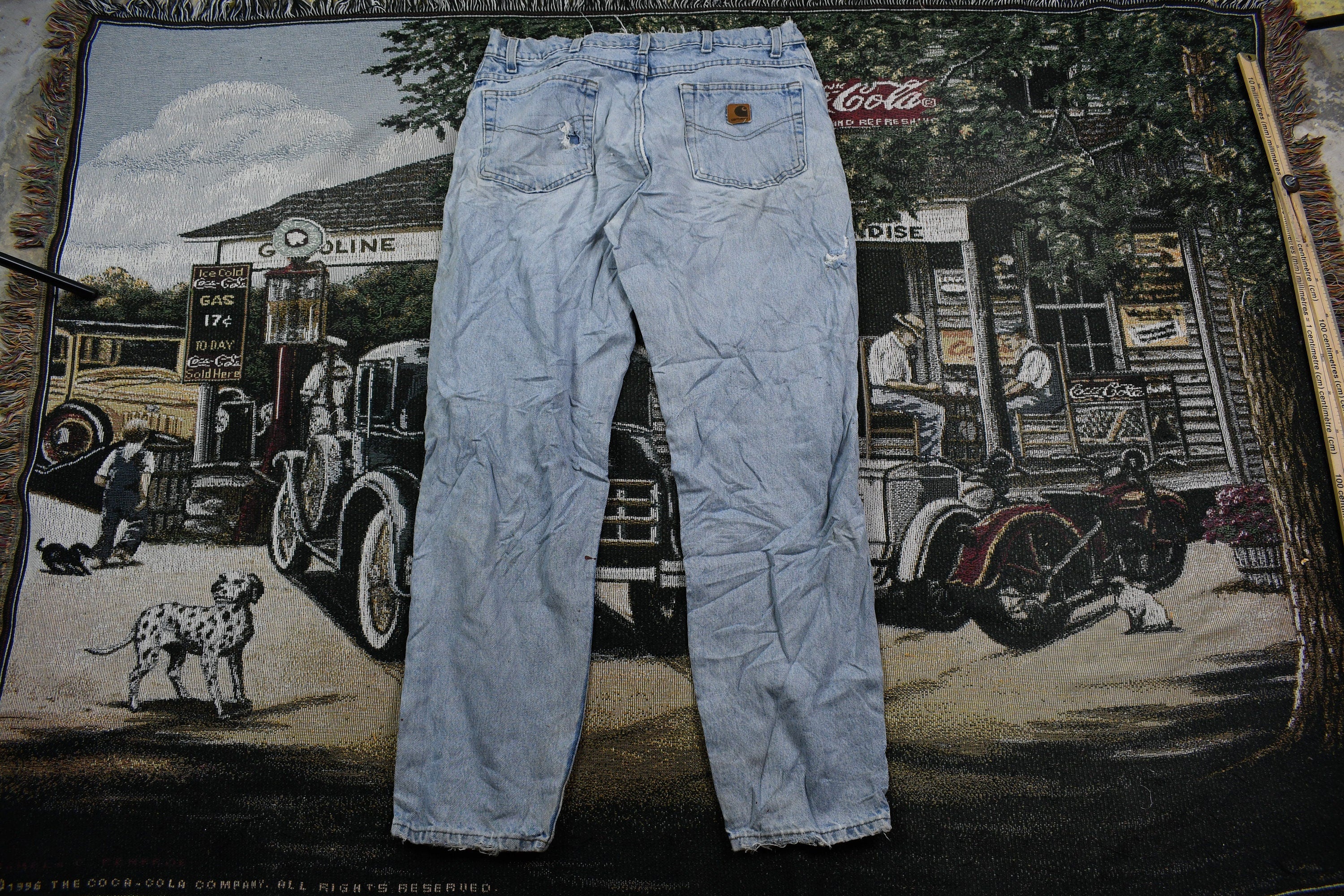 Vintage 1990s Carhartt Distressed Light Wash Jeans Size 34 x 30