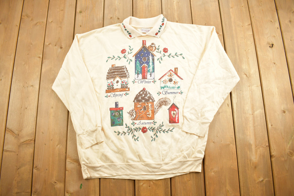 Vintage 1990s Birdhouse Themed Crewneck Sweatshirt