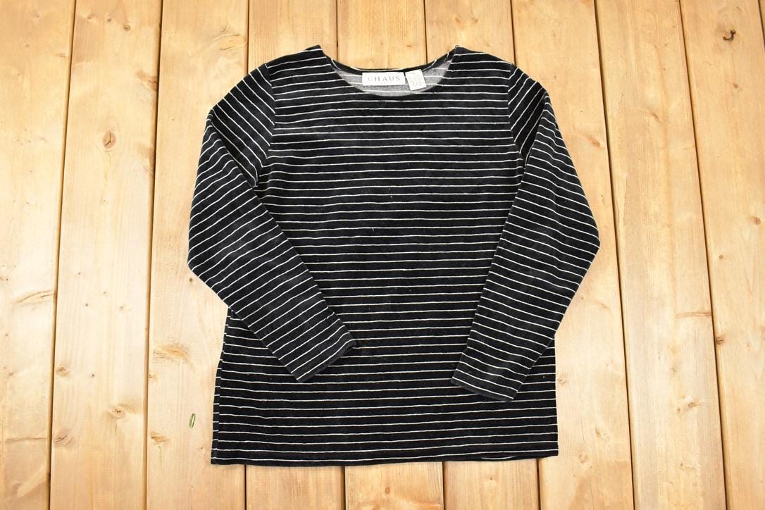 Vintage 1990s Chaus Sport Striped Crewneck Shirt Women's M