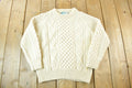 Vintage 1980s John Molloy Irish Fisherman Ribbed Wool Knit Sweater Men's Small