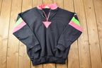 Vintage 1990s Don Cherry's Neon Ski Quarter Zip Crewneck Sweatshirt