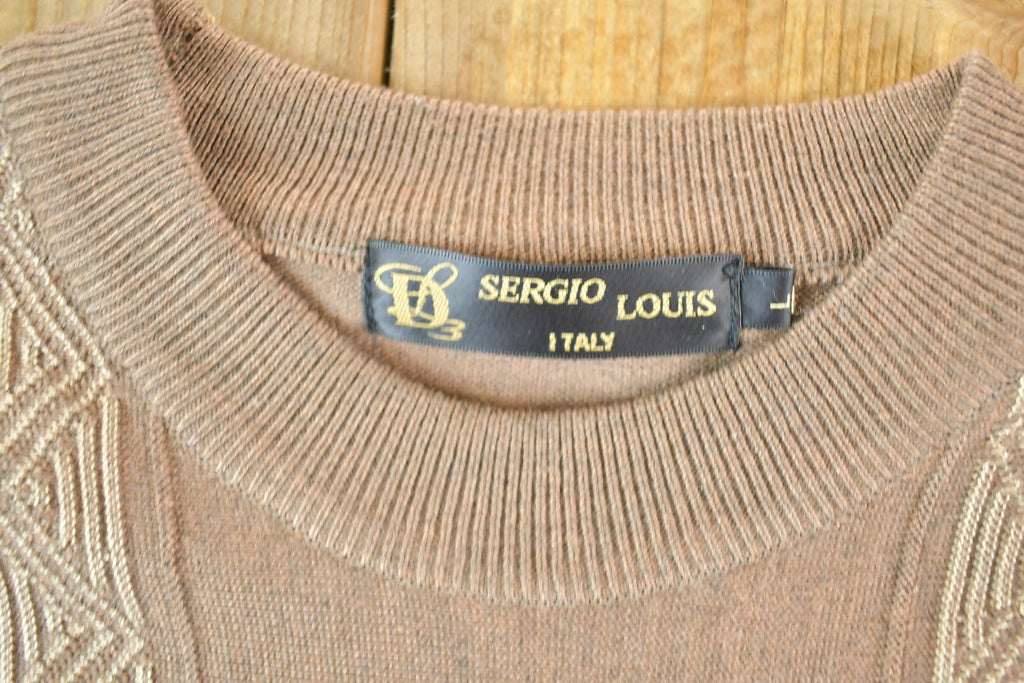 Vintage 1990s Sergio Louis Italy Knit Abstract Pattern Crewneck Sweater Mens L